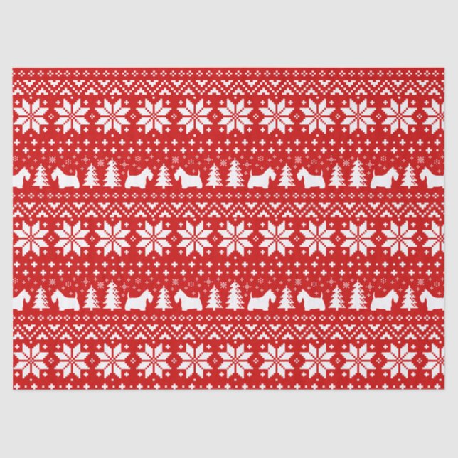 Scottish Terrier Silhouettes Christmas Pattern Tissue Paper (Front)