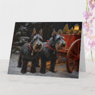 Scottish Terrier Snowy Sleigh Christmas Decor  Card