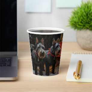 Scottish Terrier Snowy Sleigh Christmas Decor Paper Cups