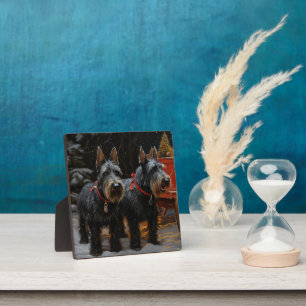 Scottish Terrier Snowy Sleigh Christmas Decor Plaque