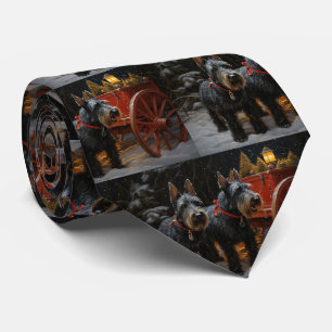 Scottish Terrier Snowy Sleigh Christmas Decor  Tie