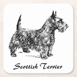 Scottish Terrier Square Paper Coaster