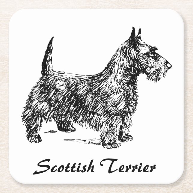 Scottish Terrier Square Paper Coaster (Front)