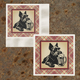 Scottish Terrier Tartan Plaid Earthtones Napkin