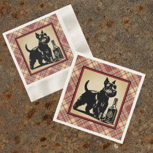 Scottish Terrier Tartan Plaid Earthtones Napkin