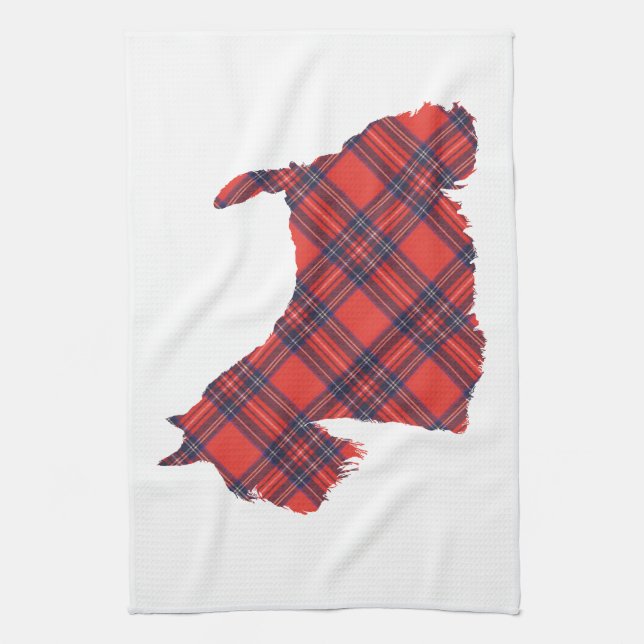 Scottish Terrier Tartan Silhouette Kitchen Towel (Vertical)