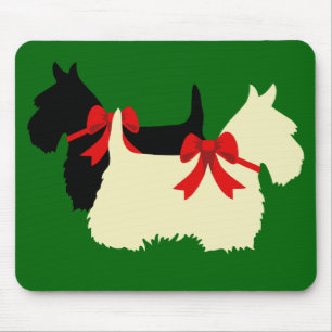 Scottish Terrier/terriers silhouette, Island green Mouse Pad