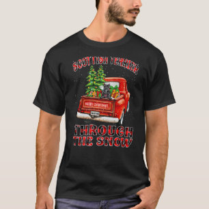 Scottish Terrier Through The Snow Christmas Truck T-Shirt