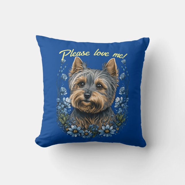 Scottish Terrier Throw Pillow & Customizable Text (Front)