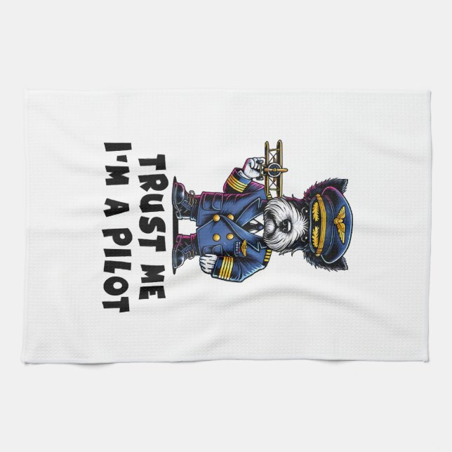 Scottish Terrier Trust Me I Am A Pilot Kitchen Towel (Horizontal)