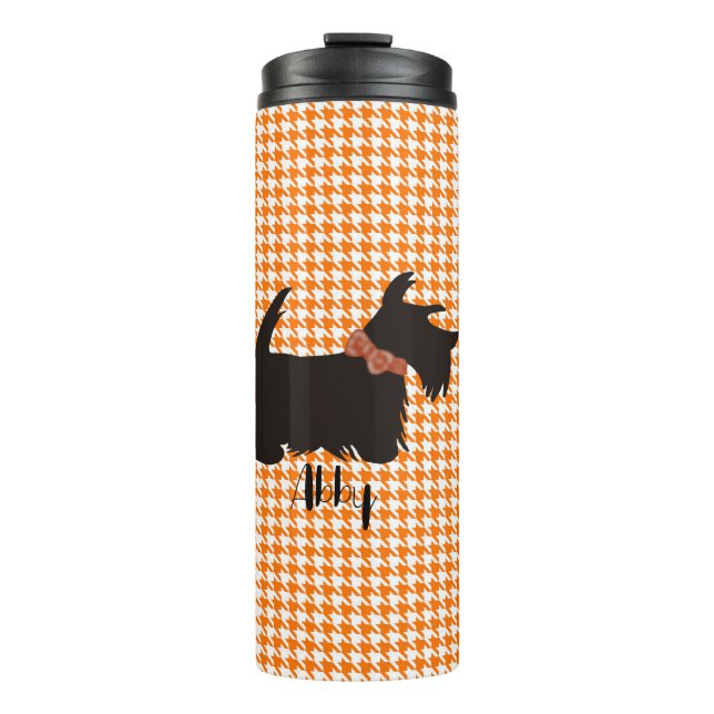 Scottish terrier tumbler, Orange houndstooth Thermal Tumbler (Front)