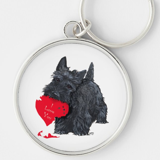 Scottish Terrier Valentine Keychain (Front)