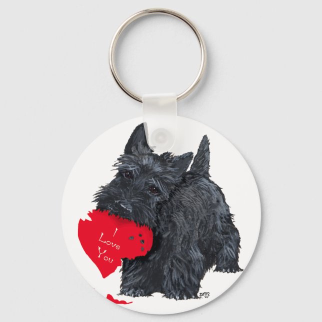 Scottish Terrier Valentine Keychain (Front)