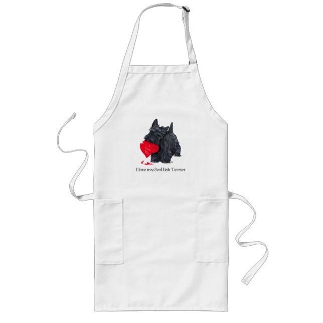Scottish Terrier Valentine Long Apron (Front)