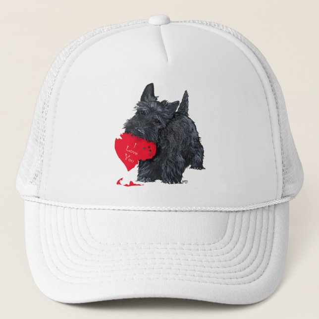Scottish Terrier Valentine Trucker Hat (Front)