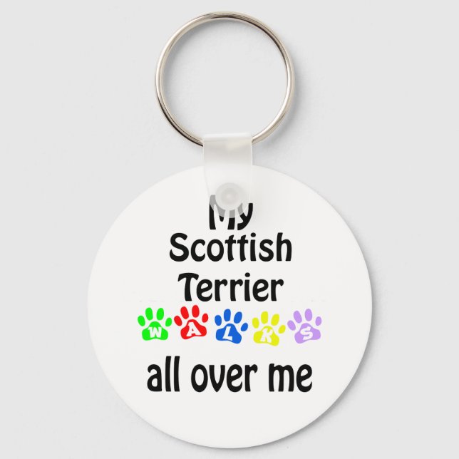 Scottish Terrier Walks Design Keychain (Front)
