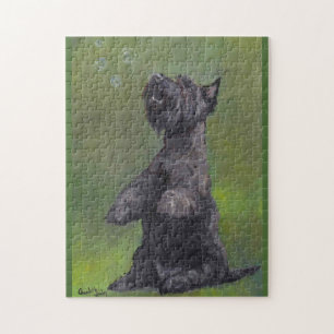 Scottish Terrier Want Bubbles Dog Art Puzzle