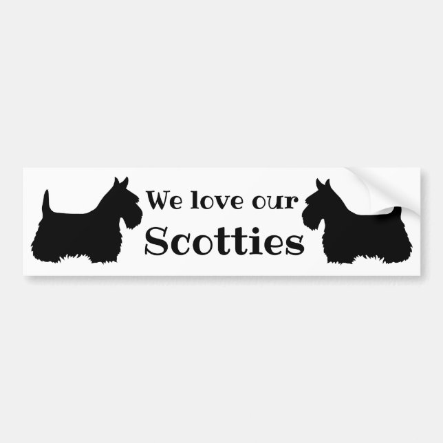 Scottish Terrier, We love our Scotties, 2 Scotties Bumper Sticker (Front)
