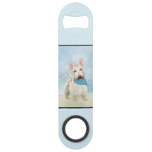 Scottish Terrier Wheaten Dog Painting Original Art Bar Key