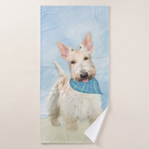 Scottish Terrier Wheaten Dog Painting Original Art Bath Towel Set