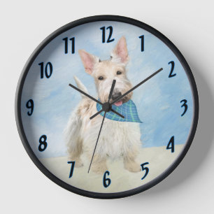 Scottish Terrier Wheaten Dog Painting Original Art Clock