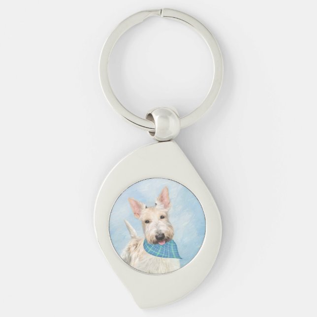 Scottish Terrier Wheaten Dog Painting Original Art Keychain (Front)