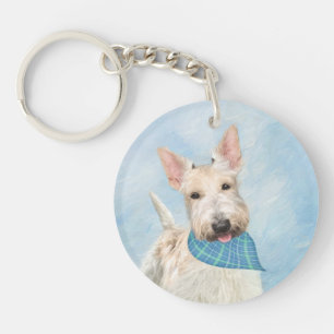 Scottish Terrier Wheaten Dog Painting Original Art Keychain