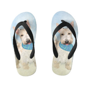 Scottish Terrier Wheaten Dog Painting Original Art Kid's Flip Flops