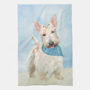 Scottish Terrier Wheaten Dog Painting Original Art Kitchen Towel