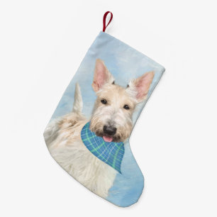 Scottish Terrier Wheaten Dog Painting Original Art Small Christmas Stocking