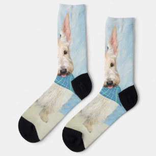 Scottish Terrier Wheaten Dog Painting Original Art Socks