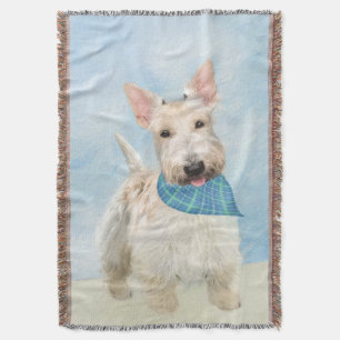 Scottish Terrier Wheaten Dog Painting Original Art Throw Blanket