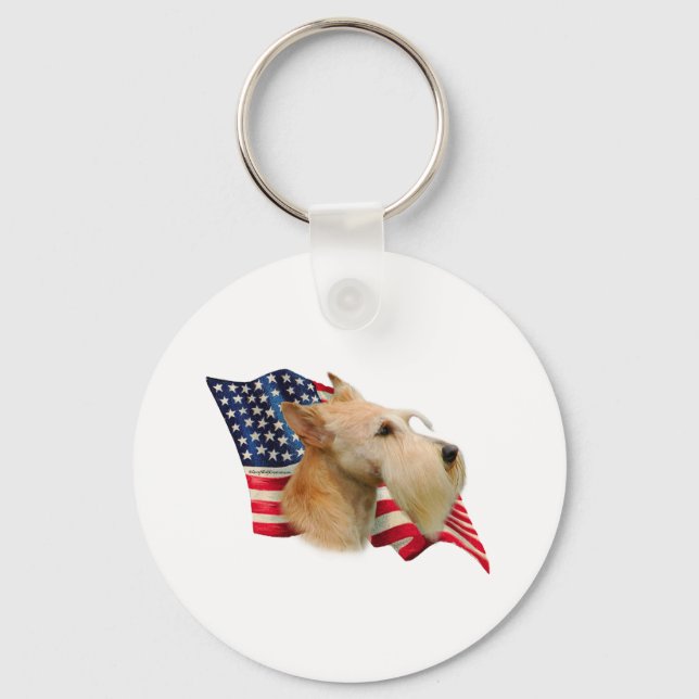 Scottish Terrier (wheaten) Flag Keychain (Front)