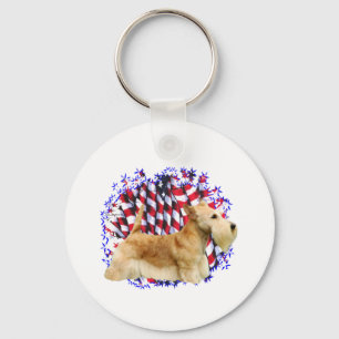 Scottish Terrier (wheaten) Patriot Keychain