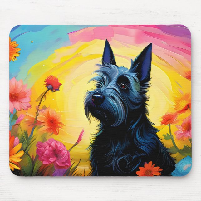 Scottish Terrier Whimsical Horizontal Mouse Pad (Front)
