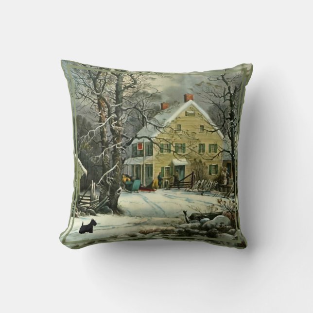 Scottish Terrier Winter Pillow (Front)