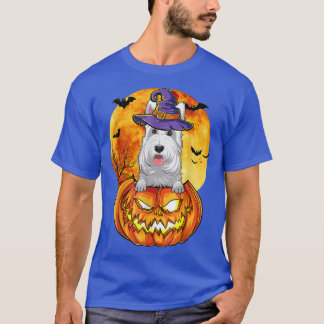Scottish Terrier Witch Pumpkin Halloween Dog Lover T-Shirt
