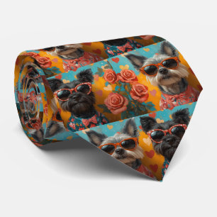 Scottish Terrier with Heart Roses Valentine's Day Tie