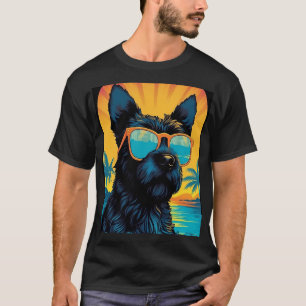 Scottish Terrier with sunglasses at a beach T-Shirt