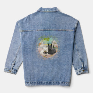 Scottish Terrier with Westie Denim Jacket