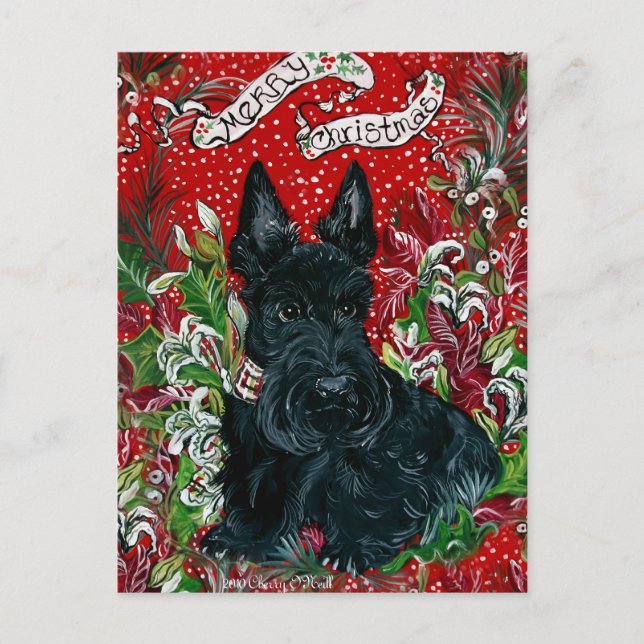 Scottish Terrier Xmas Holiday Postcard (Front)