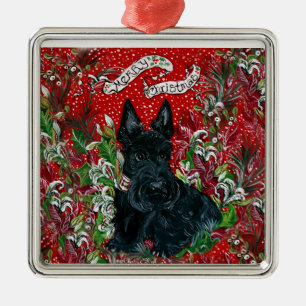 Scottish Terrier Xmas Metal Ornament
