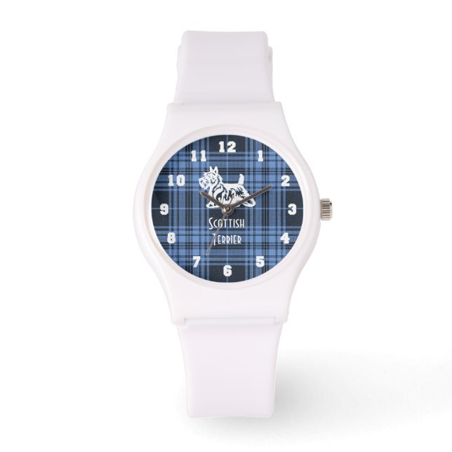Scottish Terrier Your Colour Plaid Personalize Watch (Front)