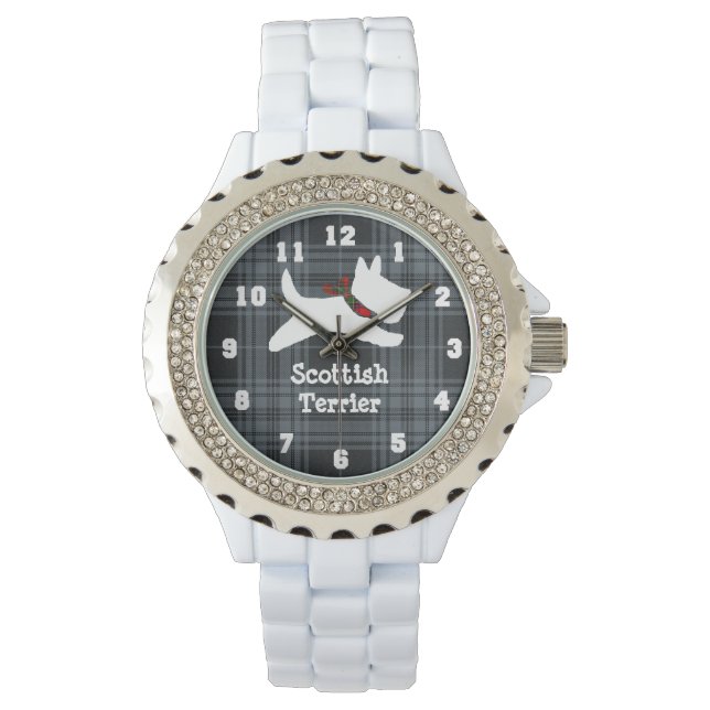 Scottish Terrier Your Colour Plaid Personalize Watch (Front)