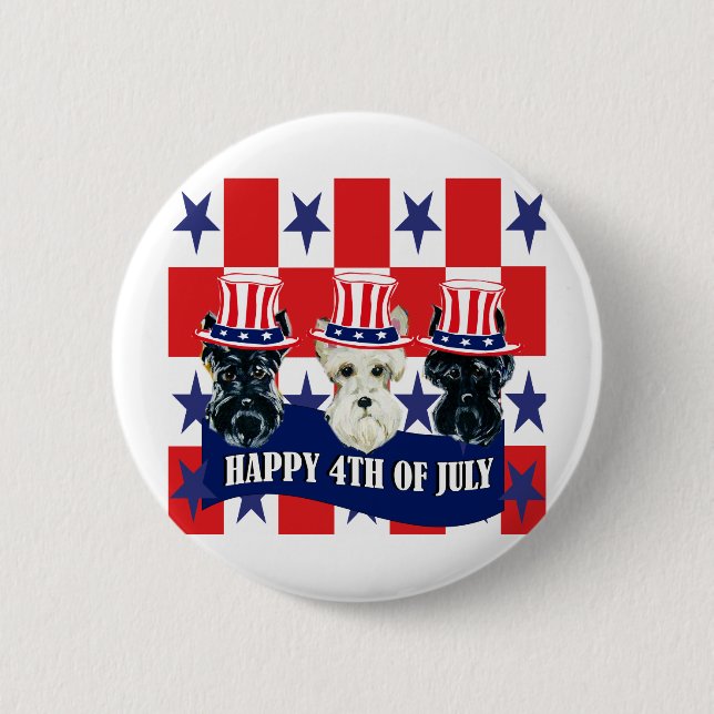 Scottish Terriers 4th of July 2 Inch Round Button (Front)