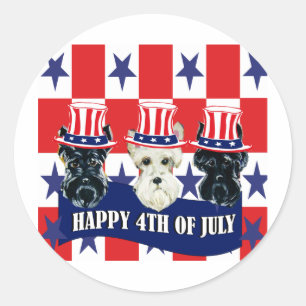 Scottish Terriers 4th of July Classic Round Sticker