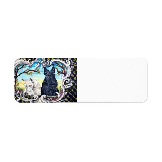 Scottish Terriers and Frog Return Address Label