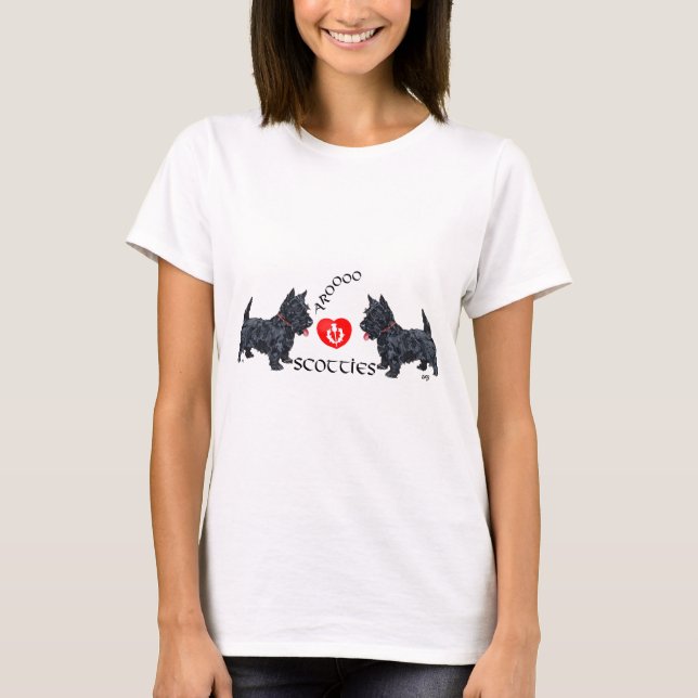 Scottish Terriers Aroooo T-Shirt (Front)