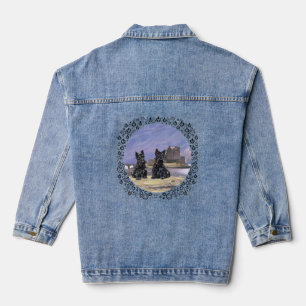 Scottish Terriers at Eilean Donan Castle Denim Jacket