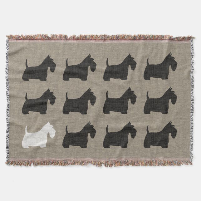 Scottish Terriers | Black and White Scottie Dogs Throw Blanket (Front)